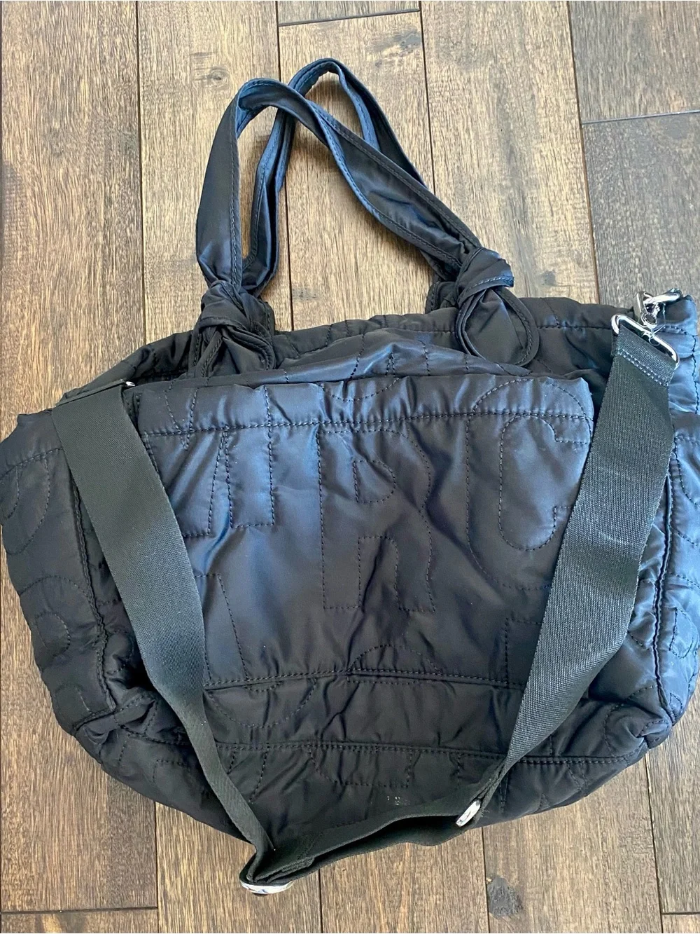 Marc By Marc Jacobs Black Quilted Nylon Tote with Logo Plaque